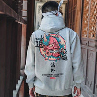 Moda chłopcy fajne męskie bluzy z kapturem Hip hopowe japońskie bluzy w stylu Casual Streetwear mężczyźni kobiety luźne swetry Harajuku diabeł bluza z kapturem mężczyzna 4